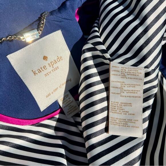 Kate Spade New York Jacket EUC Front Button Hooded Coat in Blue Size XS fits S M - Picture 3 of 8
